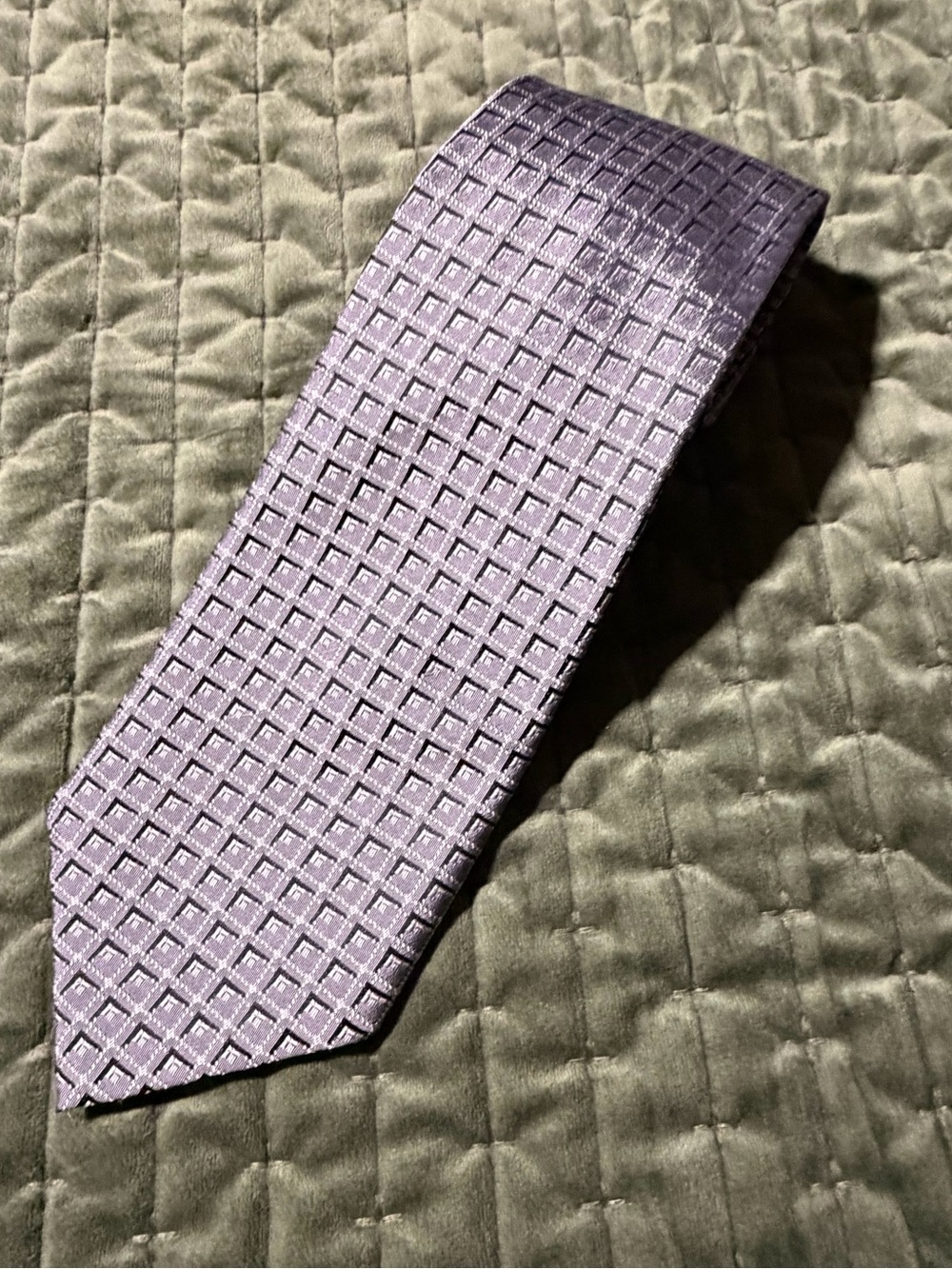 Bellini gray silver black geometric necktie 100% silk